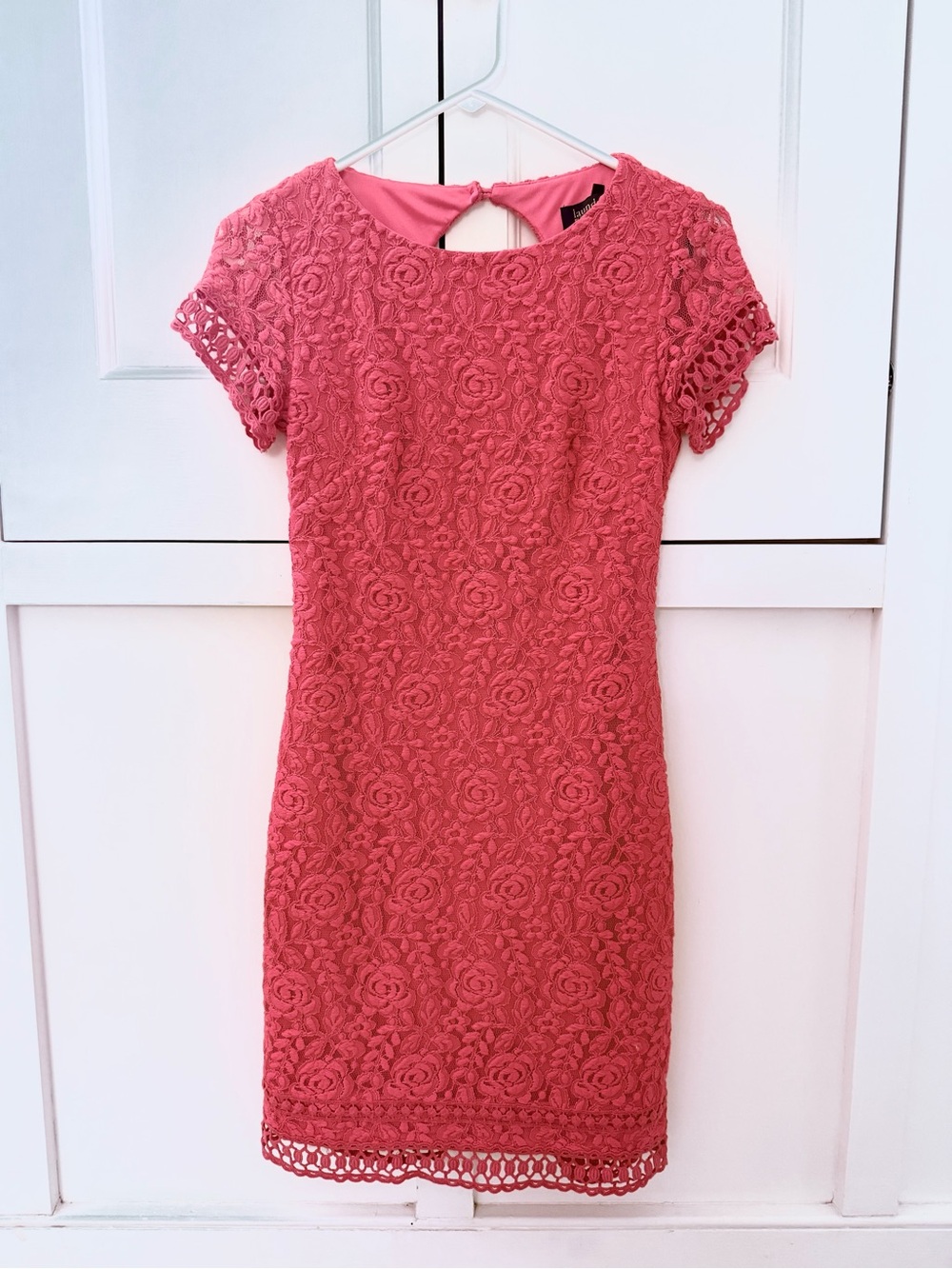 Laundry Lace Sheath Mini Dress in Coral Pink Size 4P